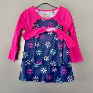 NWOT Cat & Jack Pink and Blue Snowflake Nightgown with matching Doll Gown Sz 2T